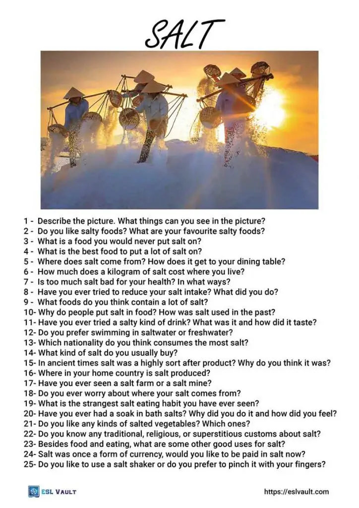 25 salt conversation questions for ESL