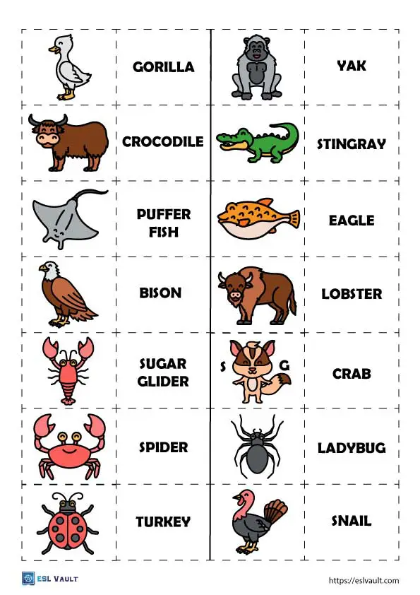 97 animals esl puzzle sheet 5 of 7