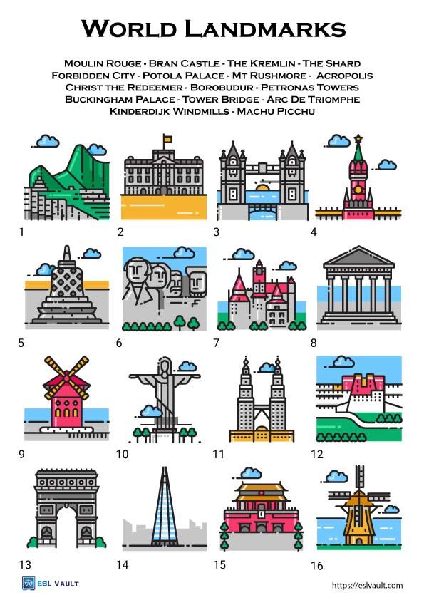 famous world landmarks worksheet printable