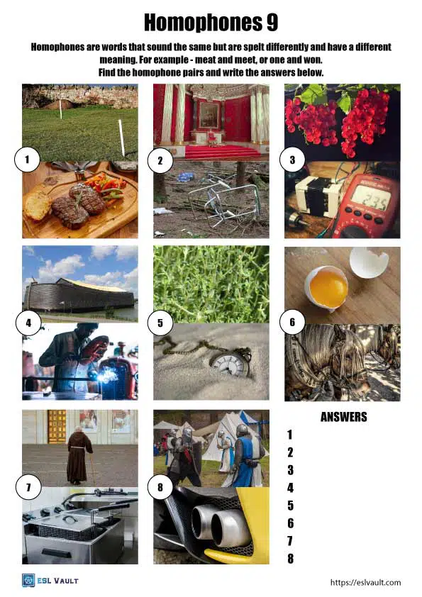 free homophones worksheet 9