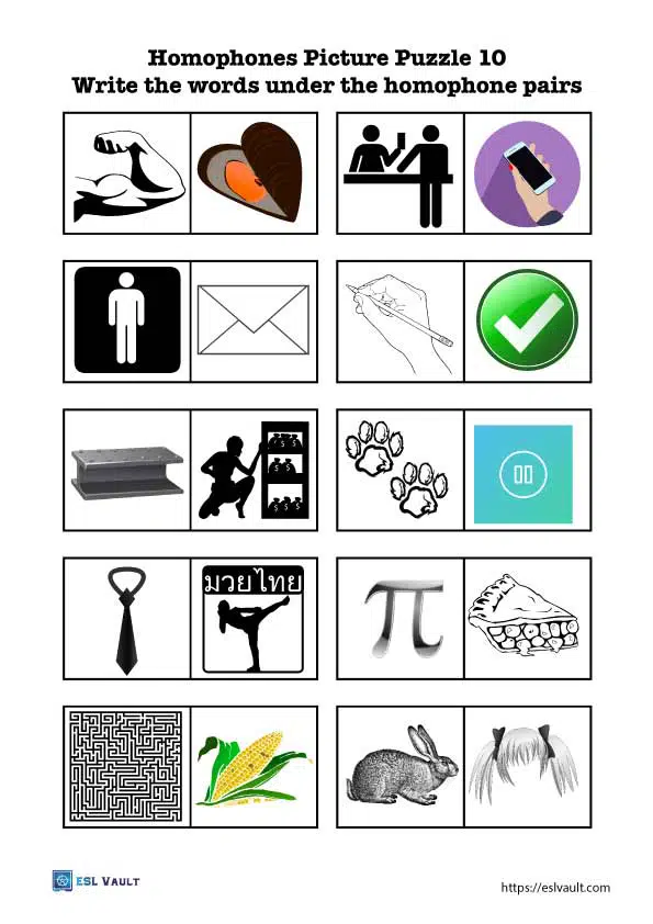 homophones pictures worksheet 10