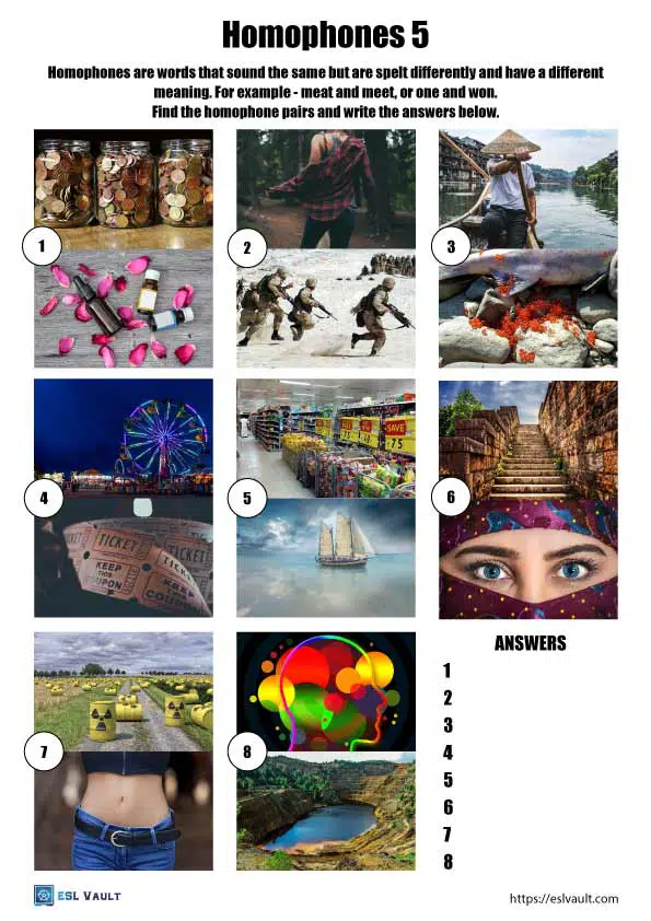 homophones worksheet free 5