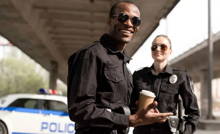police officers having a coffee break