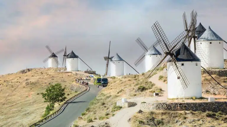 beautiful windmills on a hilltop