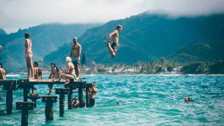 people having fun at the beach
