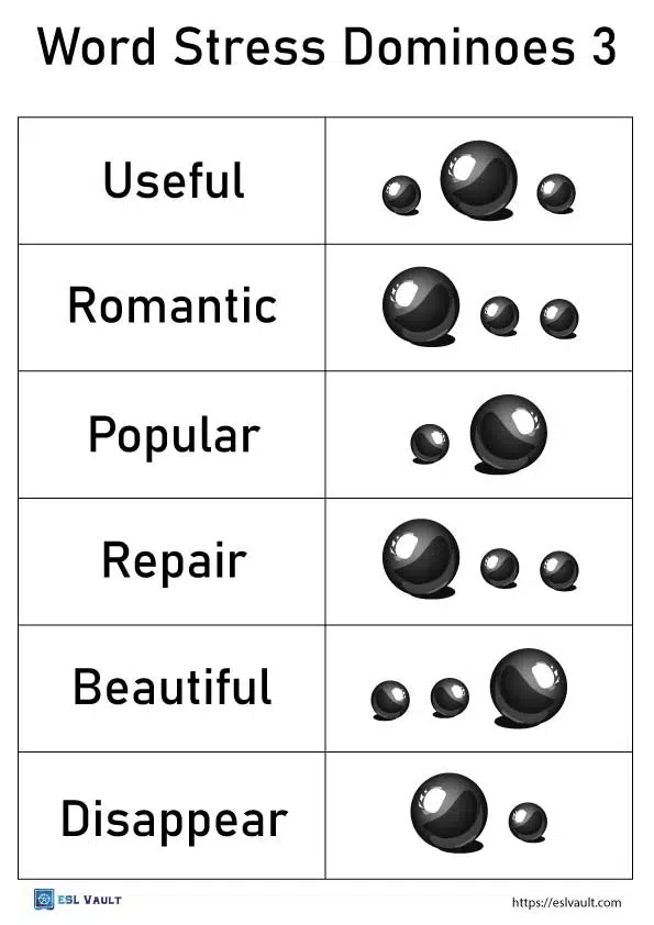 printable word stress dominoes