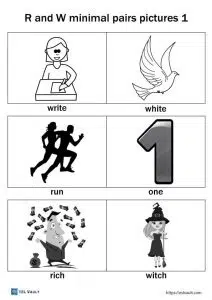 r and w minimal pairs pictures 1