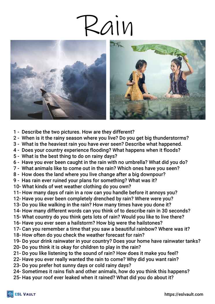 25 rain conversation questions - ESL Vault