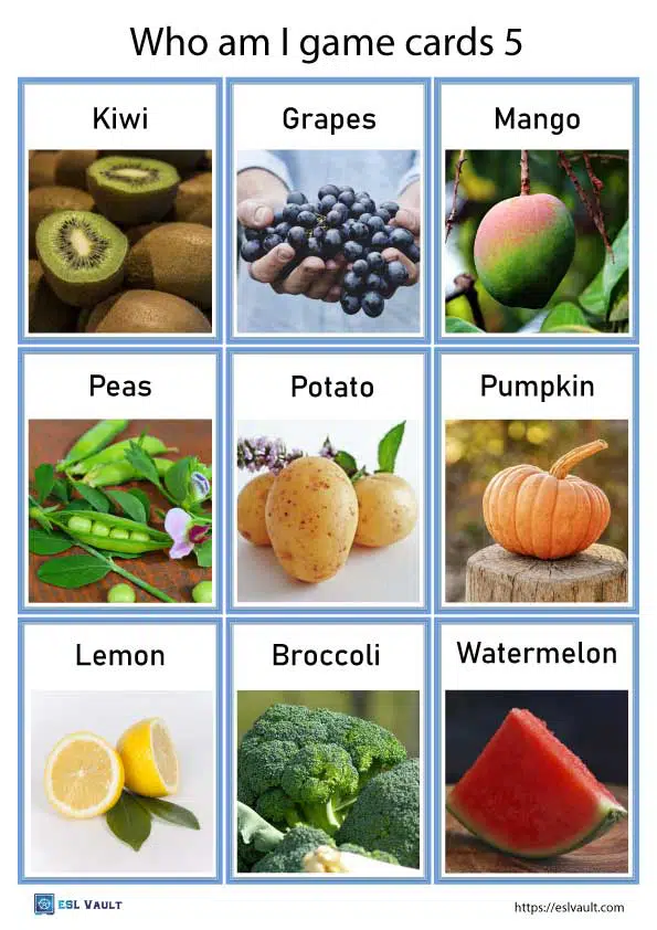 what am I game fruit and vegetables