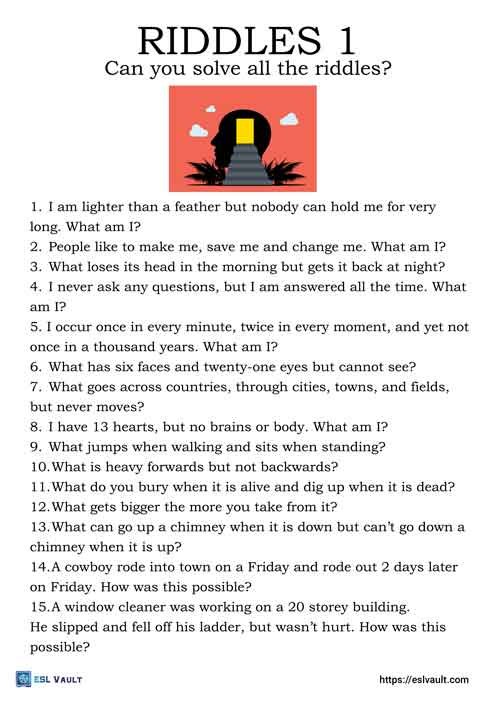 free printable riddles worksheet 1
