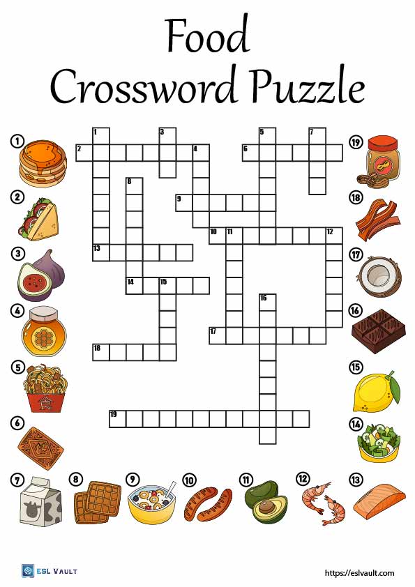 5 Free Fun Food Crossword Puzzles ESL Vault