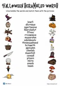 freeprintable halloween scrambled words