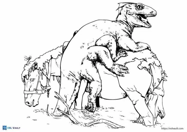 horse and lizard coloring page