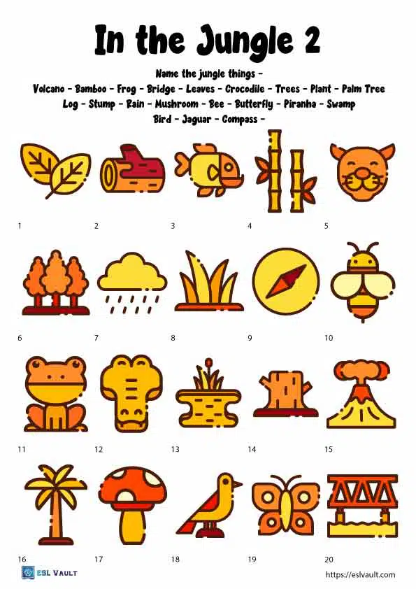 5 free jungle worksheets - ESL Vault