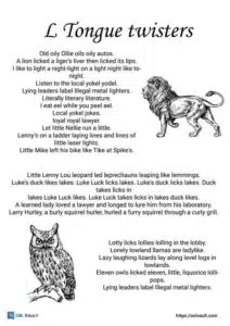 L tongue twisters
