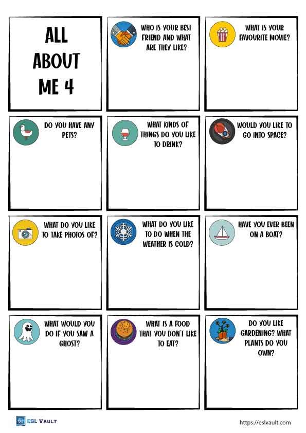all about me worksheet 4