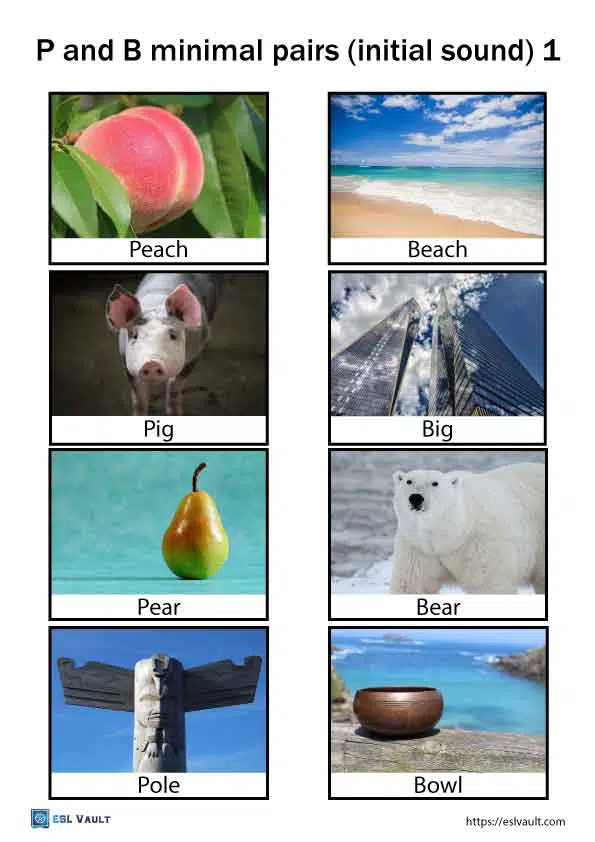 p and b minimal pairs initial sound 1