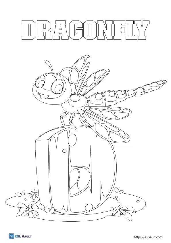 cute dragonfly coloring page