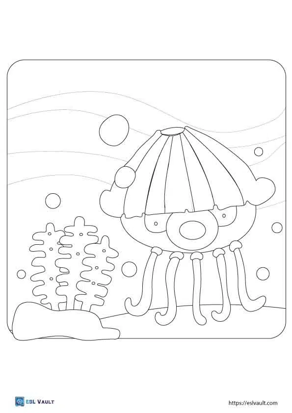 cartoon jellyfish coloring page
