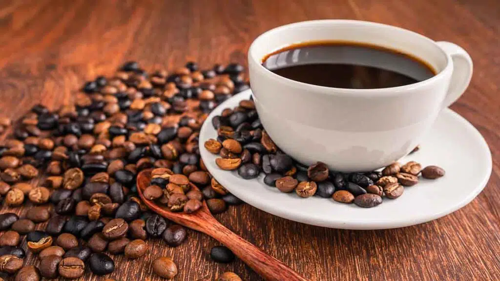 coffee beans and cup of coffee
