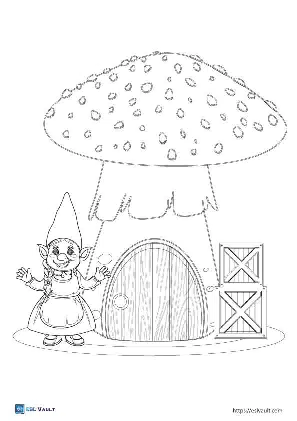 girl gnome coloring page