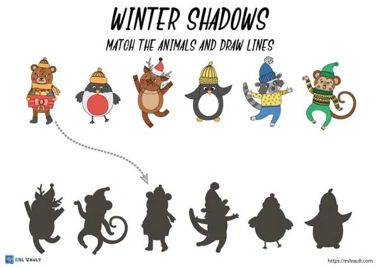shadow matching worksheets winter