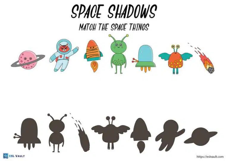 space shadow matching worksheet