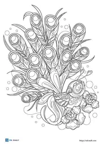 intricate peacock coloring page