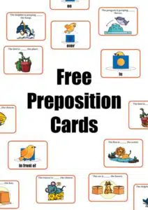 free preposition cards