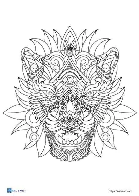 magic jaguar aztec coloring page