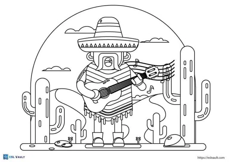 mexican cactus coloring page