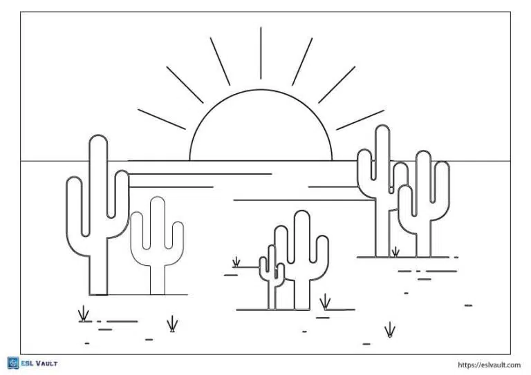 preschool cactus coloring page