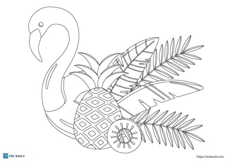 tropical flamingo coloring page