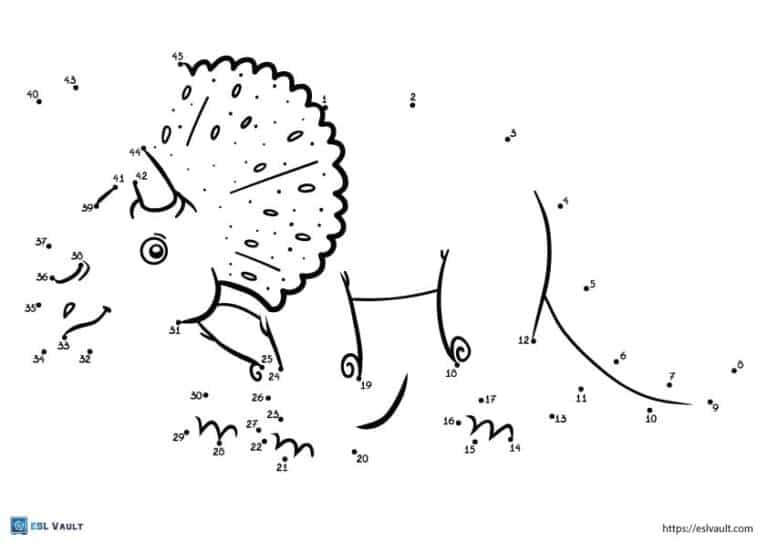 Triceratops free dinosaur dot to dot