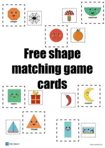 free shape matching game printable cover