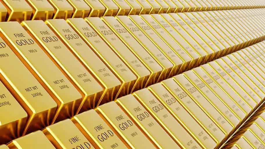 gold bars lined up