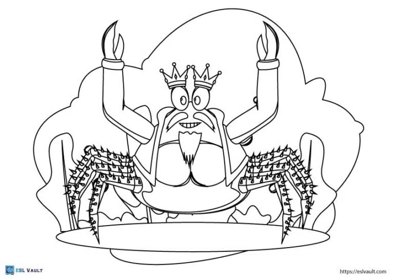 cartoon king crab coloring page