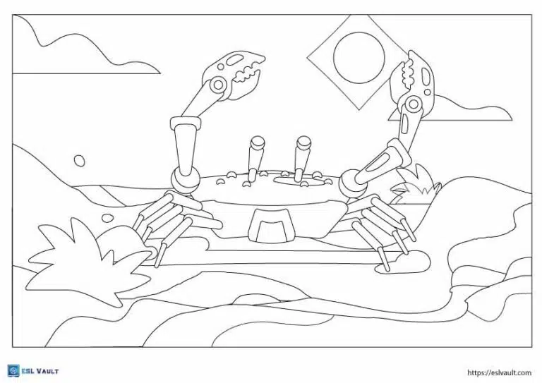 mechanical crab coloring page printable