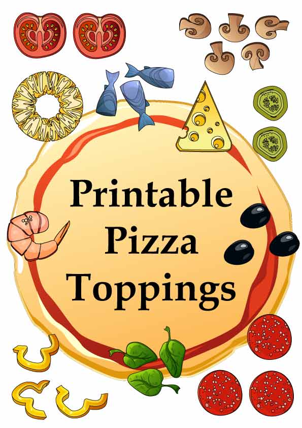 16 free printable pizza toppings PDF pages ESL Vault