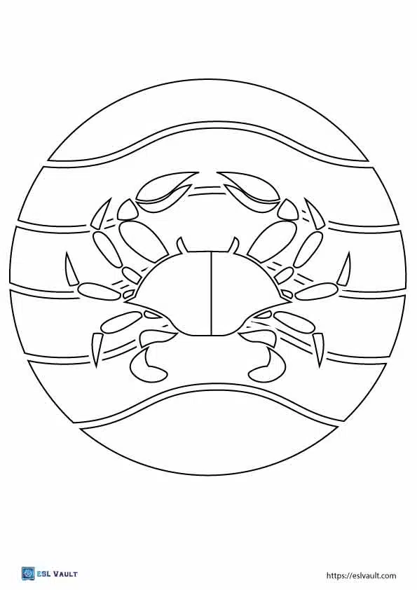 sunset crab coloring sheet