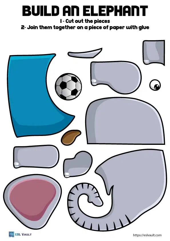 build an elephant printable color