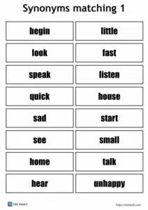 synonym matching game printable