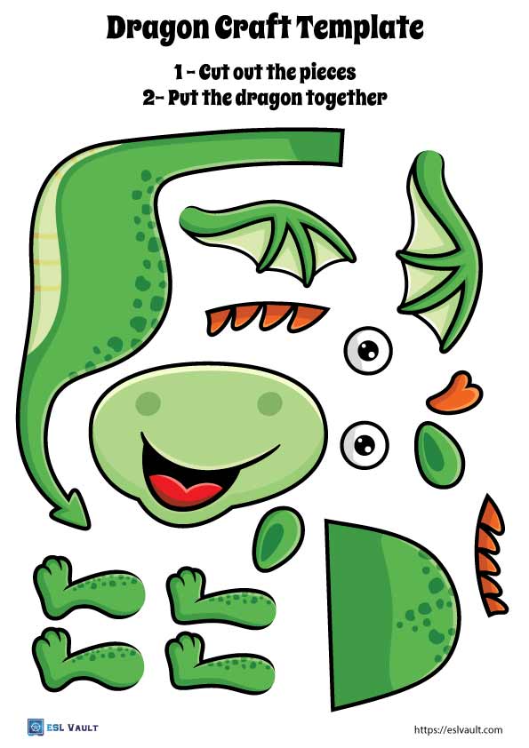 4 Free Printable Dragon Craft Templates ESL Vault