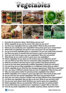 25 vegetables conversation questions