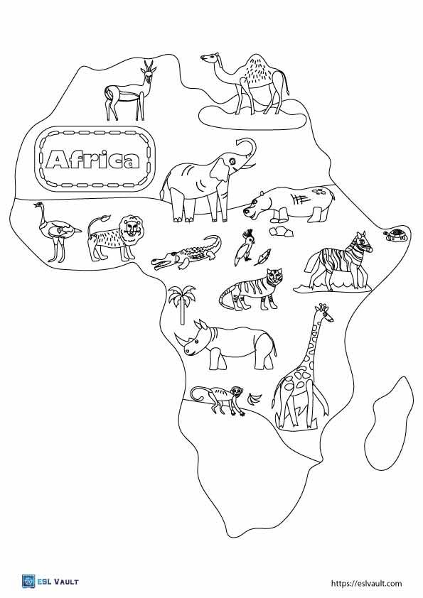 africa map coloring pages for kids