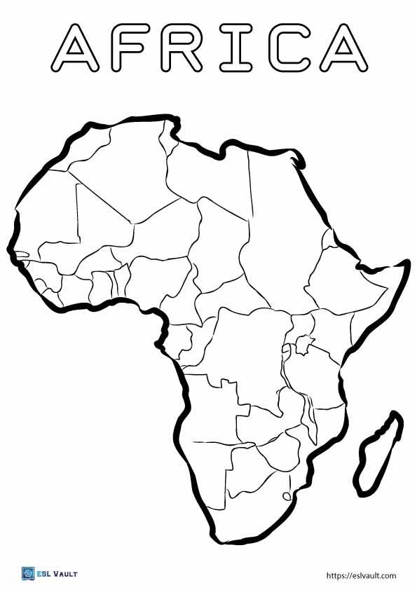 countries of africa map coloring page