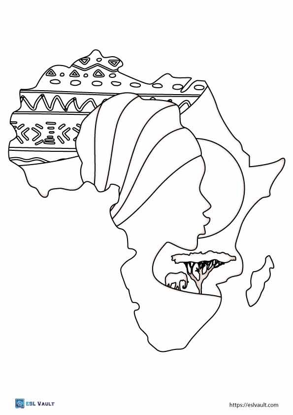 free africa map coloring pages