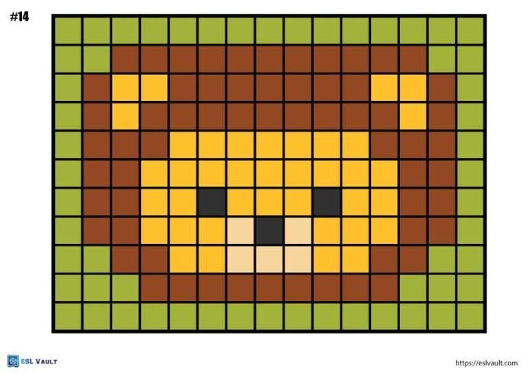 free pixel color by number pages 14