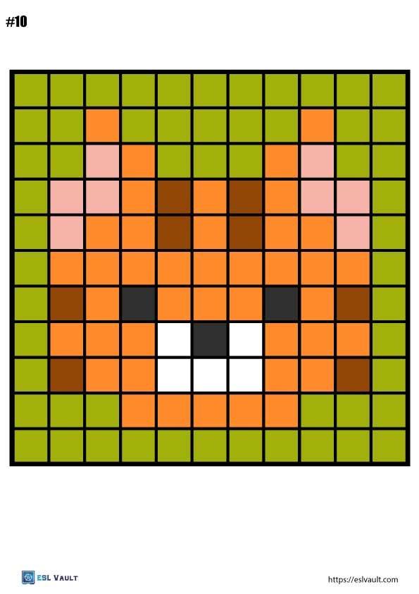 free pixel color by number printable 10