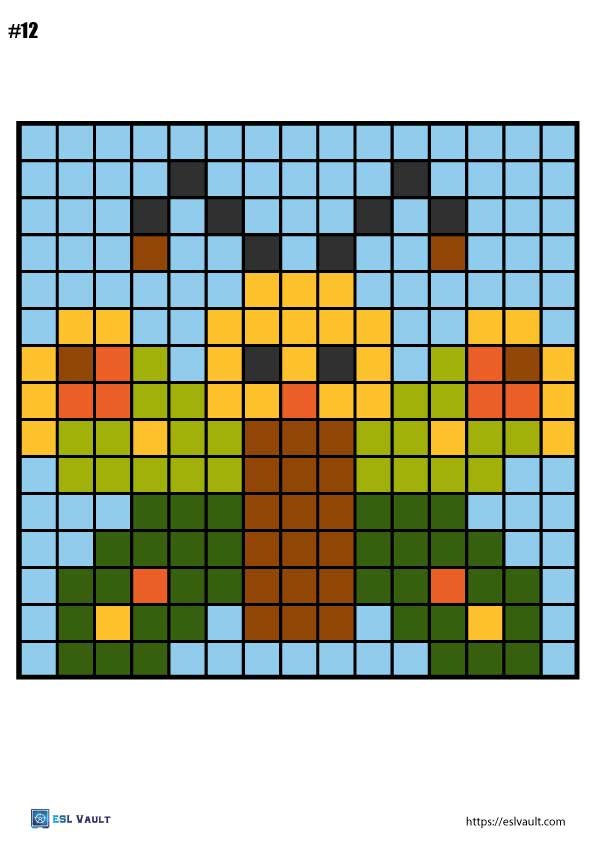 pixel color by number printable 12